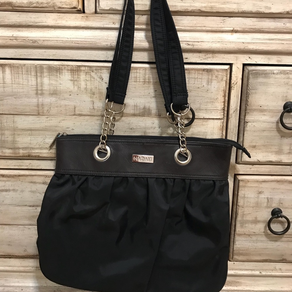 👜 Hadaki Black/Brown Large Shoulder Bag Purse
